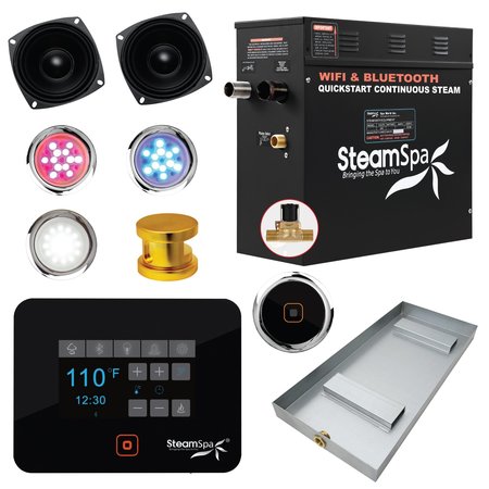 STEAMSPA Black Series Bluetooth 9kW QuickStart Steam Bath Generator in Gold BKT900GD-A